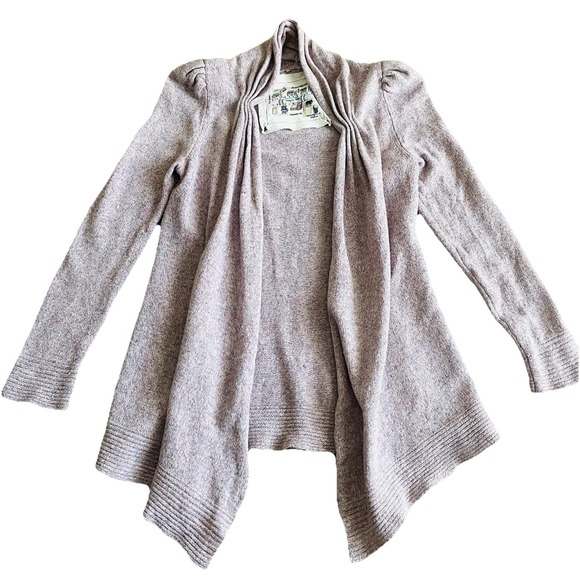 Anthropologie Sweaters - Anthropologie Womens Puff Shoulder Tokyo Map Cardigan Medium Pink Sweater Wool